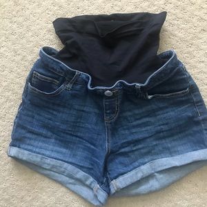 Motherhood Bounceback Shorts - Blue Denim
